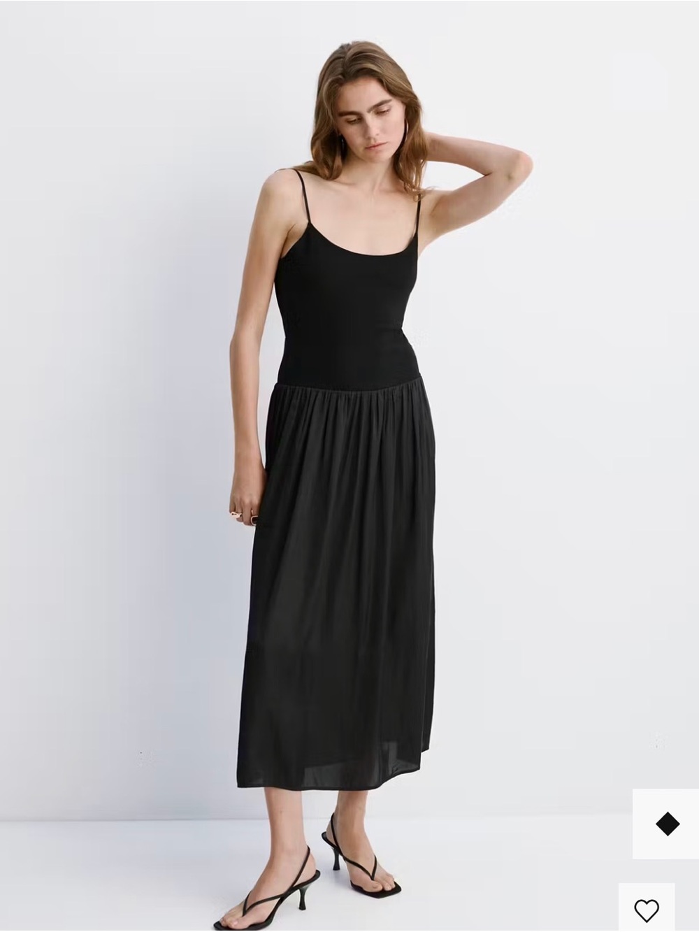 Mango Black Maxi Skirt with Gathered Waist xs